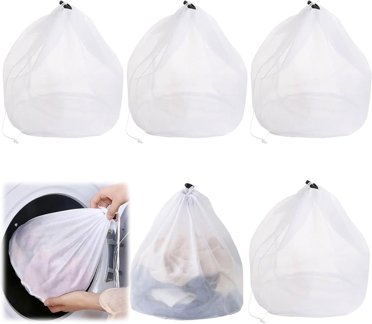 5-delige Wasnet voor Wasmachine – 30 x 40 cm, Fijnmazige Waszak met Koordstopper voor Ondergoed, Sokken, Handdoeken en Delicate Kleding — afbeelding 1