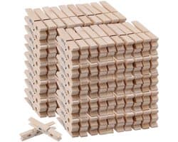 Dailygoods- Houten Wasknijpers 300 Stuks - Berkenhout - 7,2 cm - Knijpers voor Knutselen - Decoraties - Hoge Kwaliteit