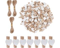 Houten Hartknijpers - Kleine Pinnen - Decoraties Maken - Natuurlijk Hout - 100 Stuks - Wit