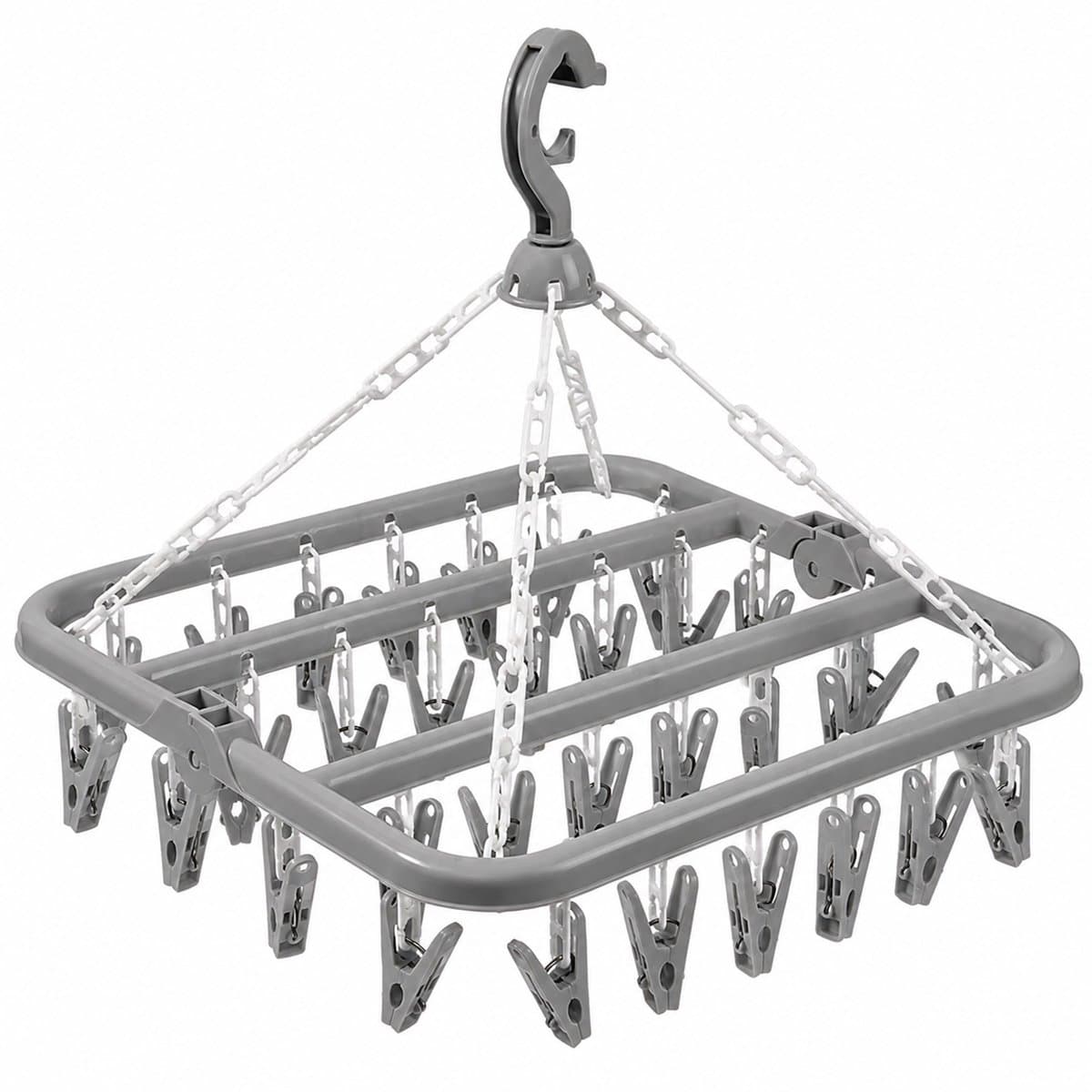 VHV Sokkendroger - Droogrek - 32 Knijpers - Sokken Hanger - Wasrek Sokken - Wasrek - Droogrek - Carrousel - Droogcarrousel - Washanger - Sokkendroogrek - Grijs — afbeelding 1