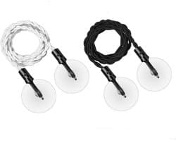 Reiswaslijn - 2 stuks - Met haken en zuignap - Draagbare elastische waslijn - Winddichte hanger voor buiten kamperen - Waslijn - Voor buiten kamperen, wasdrogen - 1.5 m - Wit, zwart — afbeelding 1