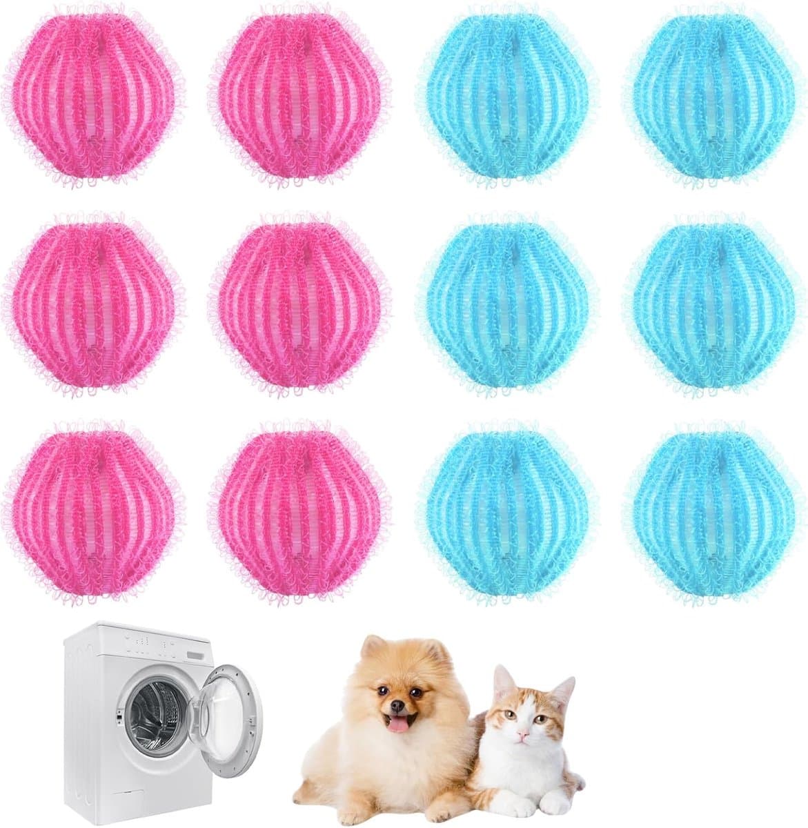 SnelShoppen - 12 Wasballen, Herbruikbare Wasballen, Anti-Haar, Vangt Huisdierenhaar, Verwijdert Haar voor Kleding en Beddengoed, Kleurmix — afbeelding 1