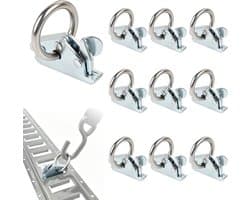 10 stuks combi-sjorogen voor aanhangers, 61 mm e-track sjorrails, ladingbeveiliging en eindmontage met φ39 mm ring voor vrachtwagens en auto's