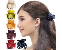 Set van 6 Klassieke Dames Haarclips Middelgroot met Sterke Dubbele Klem