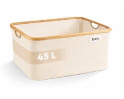 DARI. Opvouwbare Wasmand 45L – Heupwasmand – Wasmanden – Opbergmand – Wasbox – Bamboe – Beige — afbeelding 1
