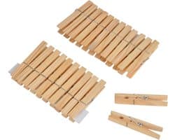 Set van 24 Houten Waslijnenknijpers 7 cm Natuurlijk