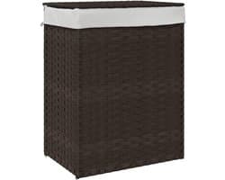 Wasmand met deksel - Wasbak rieten mand - Kleding sorteren - Opvouwbaar ontwerp - 46x33x60 cm - Donkerbruin