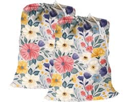 Maishijie 2 Pack Oxford Stof Heavy Duty Waszak, 35,4" x 23,6", Zeer Duurzaam, Speelgoed Opbergtas, Vuile Kleding Tas, Trekkoord met Cord-Lock, Machine Wasbaar en Herbruikbaar, Winter