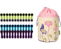 Softgrip Wasknijpers - Antislip Clips - Kleding Drogen - 48 Stuks Set - 70mm Lengte - Meerkleurig Vogelbloem