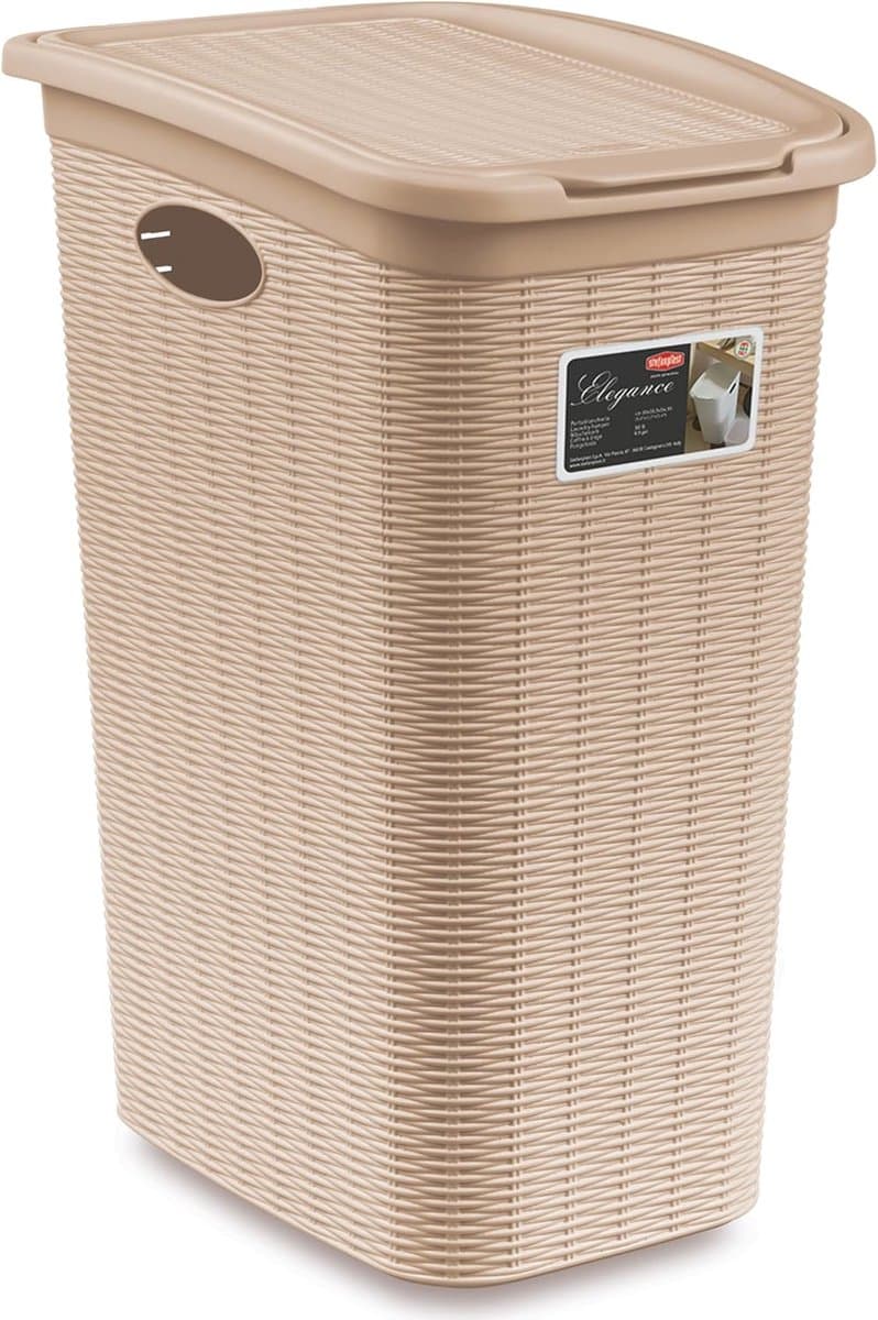 Wasmand Set - Wasverzamelaar Deksel - Kleine Ruimtes - Ventilatie Gaten - 36 Liter 3 Stuks - Beige Rotanlook — afbeelding 1