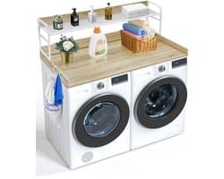 VEVOR was-droogcombinatie aanrecht met 2 lagen wasmachine eiken kleur