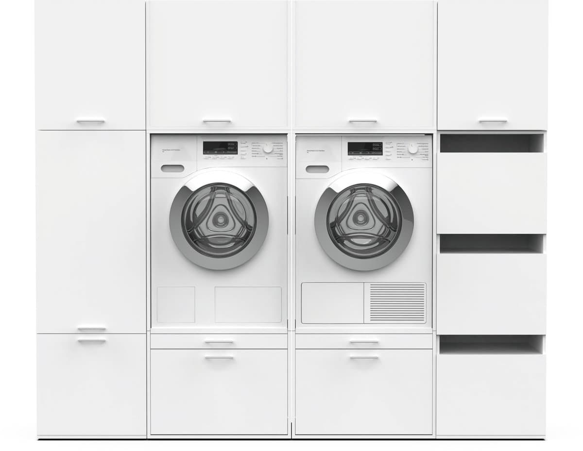 Washcab® Wasmachine Kast - Wasmachine Verhoger - Wasmachine Ombouw - Wit - Duo Set High 5 - 120kg draagkracht - 5 jaar garantie — afbeelding 1