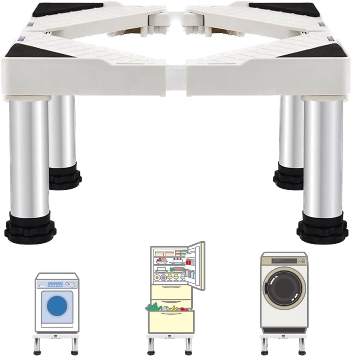 Wasmachine Verhoger - Wasmachine Opbouwmeubel - Wasmachine Sokkel - Anti Slip & Verstelbaar - Ook voor Droger, Koelkast en Vriezer - 350 Kg Draagkracht - 4 Poten - Hoogte 24 - 27 cm - van Imperatoris — afbeelding 1