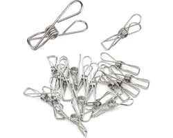 Set van 20 RVS Wasknijpers Klemmen – Sterk, Roestvrij & Duurzaam voor Kleding en Documenten