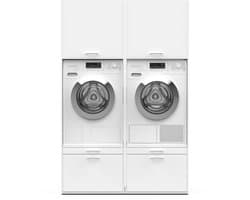 Washcab® Wasmachine Kast - Wasmachine Verhoger - Wasmachine Ombouw - Met lade - Wit - Duo Set High 1 — afbeelding 1