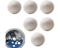 6 stuks - Wollen droogballen - 4cm - Wasdroger ballen - Droogballen - Wasbollen - Wasballen - herbruikbare - verkort de droogtijd - verminderen statische elektriciteit - voor thuis en in hotels - voor kleding, beddengoed en handdoeken - wit — afbeelding 1