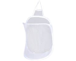 Opvouwbare wasmand voor aan de muur,Opbergmand voor hangende vuile was,Wasmanden, hangende wasmand van gaas, opvouwbare wasmand, opvouwbare wasmand voor vuile was, opbergtas voor aan de muur (wit)