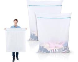 Waszakken - Groot 90 x 110 cm - Mesh Waszakjes XXL Wasmachine - Tas Wasnetten - met Rits - voor Jas Jurk - Beddengoed - Deken Laken - Quilt Tapijt - Gordijnen - Donsjack - Reisorganisator ( 2 Stuks ) — afbeelding 1