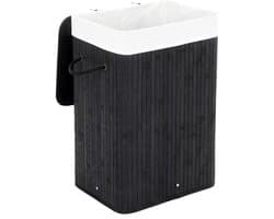 Wasmand Vuile wasmand met handgrepen deksel en uitneembare voering Opvouwbaar en ruimtebesparend Maximaal draagvermogen 20 kg Stevige en duurzame constructie 40 x 30 x 60 cm Zwart