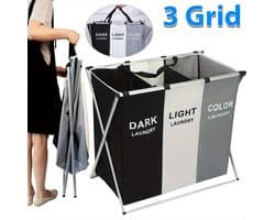 Wasmand 3 Vakken 130L - Wassorteerder - Wamand - Wasbox - Ruimtebesparende Kleding Organisator Voor Thuis - Waszakken Voor Wasgoed - Laundry Basket - Meerdere Compartimenten Ontwerp — afbeelding 1