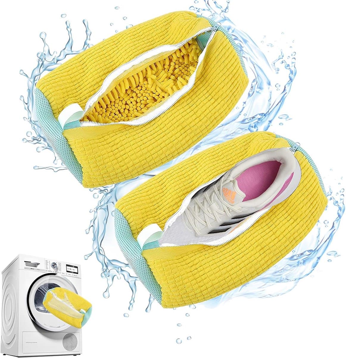 2-pack schoenwaszak - 39x19cm anti-deformatie schoenwaszak - mesh schoenwaszak - duurzame pluche waszak - herbruikbare wasmachinezak - beschermt schoenen en wasmachine tegelijkertijd - geschikt voor de meeste soorten en maten schoenen — afbeelding 1