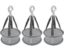Droogrek voor make-upkwasten, 3-delige set hangende droognetten, geventileerd, winddicht mini droogrek, droogmand voor make-upkwasten (grijs)