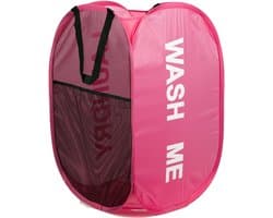 Opvouwbare Wasmand, Inklapbare Kledingmand, Pop-up Waszak voor Wasgoed, Badkamer, Slaapkamer, Balkon, Studentenhuis, Hotel, Reizen, Roze — afbeelding 1