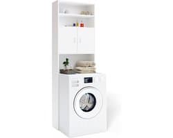 Casaria Wasmachinekast Neapel – 3 Legplanken en 2 Deuren – 185x63x20cm – Wit