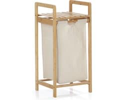 LUMALAND bamboe wasmand - 33 x 33 x 73 cm - houtkleurig/beige