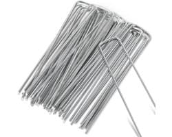 Grondankers 100 Stuks - 15x2.5cm - Roestwerend grondanker gegalvaniseerd staal - Ø2.8mm - Onkruidvlies - voor het bevestigen van worteldoek, tuinvlies, schutting, kunstgras, folies - stabiel U-vormig