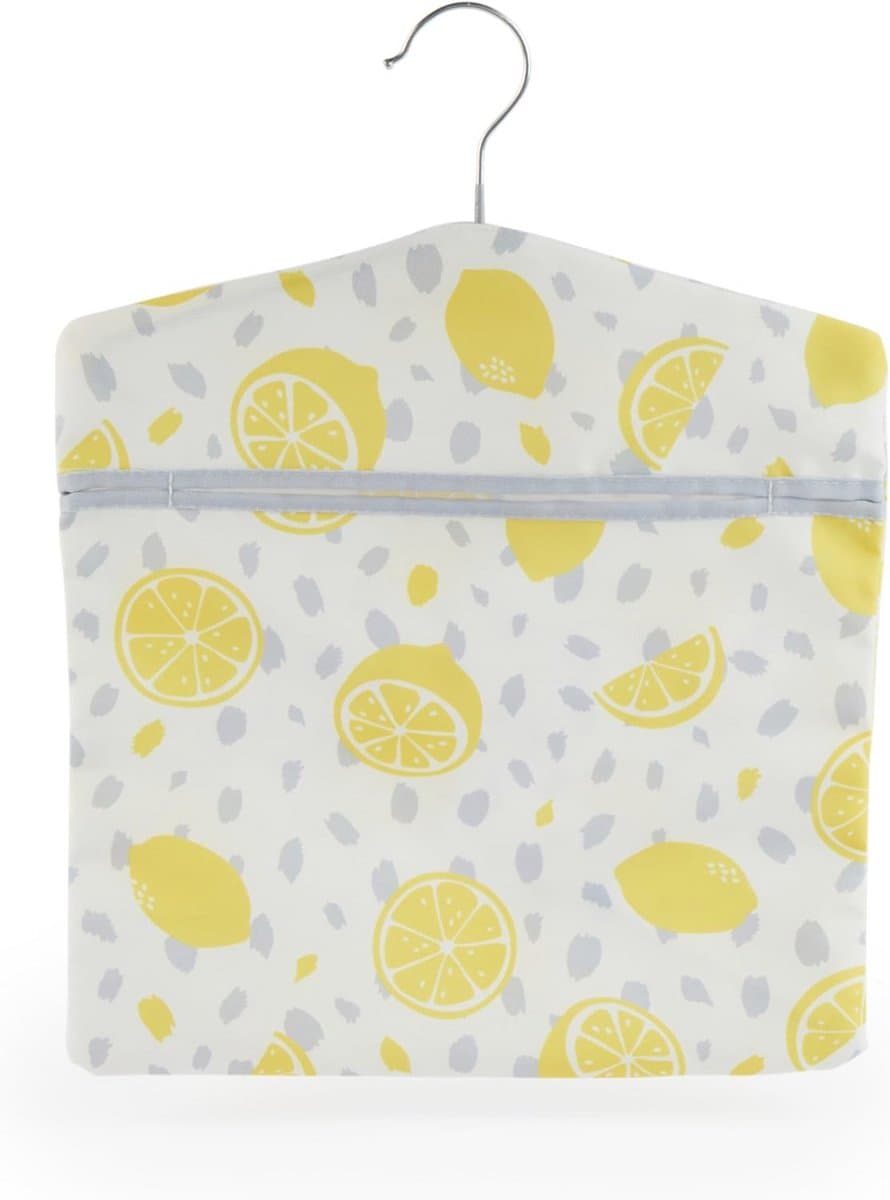 Waslijn Klemmen Tas - Klemmen Houder - Kleding Drogen - Handige Ophanghaak - 33 x 30 cm - Geel Citroenprint — afbeelding 1