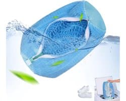 Schoenenwaszak - Multi-beschermingswasnet - Wasschoenenzak voor wasmachine en droger - Anti-deformatie reinigingsschoenenzak - Herbruikbare schoenenwaszak - Met rits en ophangring - Geschikt voor de meeste soorten en maten schoenen - blauw
