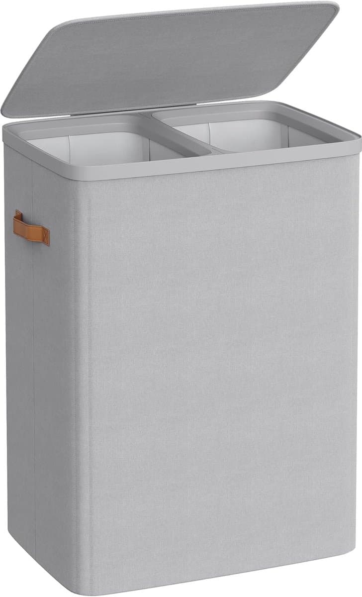 Wasmand - 2 Compartimenten - 170L Inhoud - Grijs - 56x40x75 — afbeelding 1