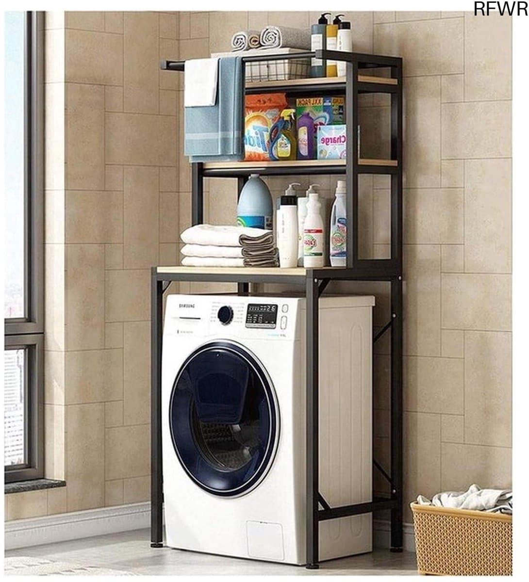 RFWR® Wasmachine Rek 3-laags Zwart – Ruimtebesparend en Vochtbestendig Opbergmeubel — afbeelding 1
