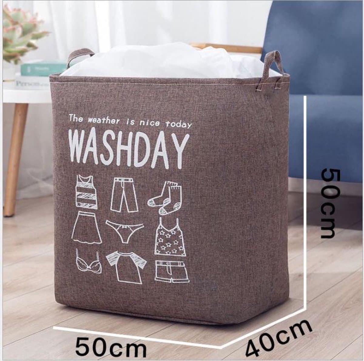 SUNMOOL Wasmand - Waszak - Laundry bag - Laundry basket - Opvouwbaar - 100 Liter - Bruin — afbeelding 1