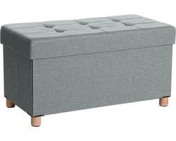 Songmics - bankje / kruk met opbergruimte - 76 x 38 x 40 cm - opvouwbaar grijs -