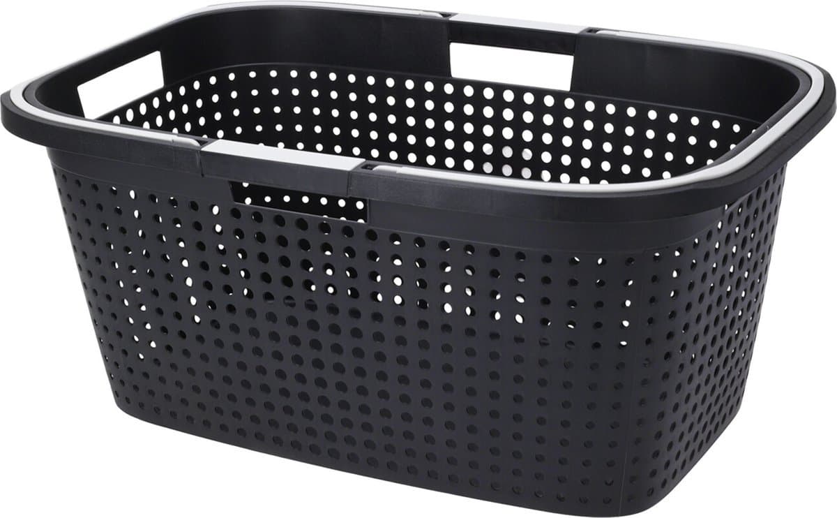 Excellent Houseware Wasmand - antraciet grijs - 38L - kunststof - 60 x 40 x 26 cm — afbeelding 1