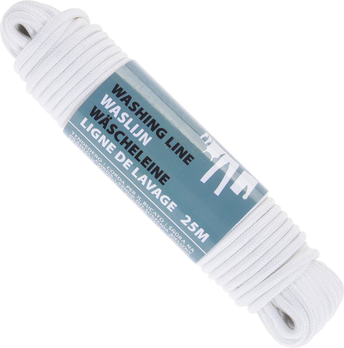 1x Witte waslijnen/drooglijnen polyester 25 meter - Huishouding - Schoonmaken - De was doen/ophangen - Waslijn/drooglijn — afbeelding 1