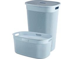 Curver Filo Wasmand met deksel 55L + Wasmand 45L - Blauw — afbeelding 1