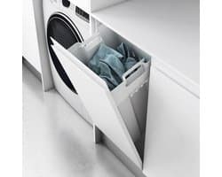 Eleganca uitneembare wasmand - Inbouwdiepte 23,5 cm, Inbouwhoogte 56,5 cm, Inbouwbreedte 40 cm - 40L Inhoud - Wit - hoge kwaliteit kunststof - eenvoudig monteerbaar - met bevestingsmateriaal