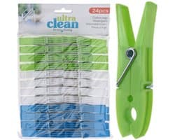 Wasknijpers 24 stuks - Groen / Wit / Blauw - Kunststof / Metaal - 24 stuks - Wassen - Knijpers - Knijper - Wasknijpers
