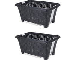 Bathroom Solutions wasmanden op poten 2x stuks - 38L - kunststof - grijs
