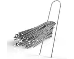Intirilife 100 x grondanker 200 x 25 x 3,4 mm gemaakt van gegalvaniseerd roestvrij staal - onkruidvlies bevestiging grondnagel weerhaak