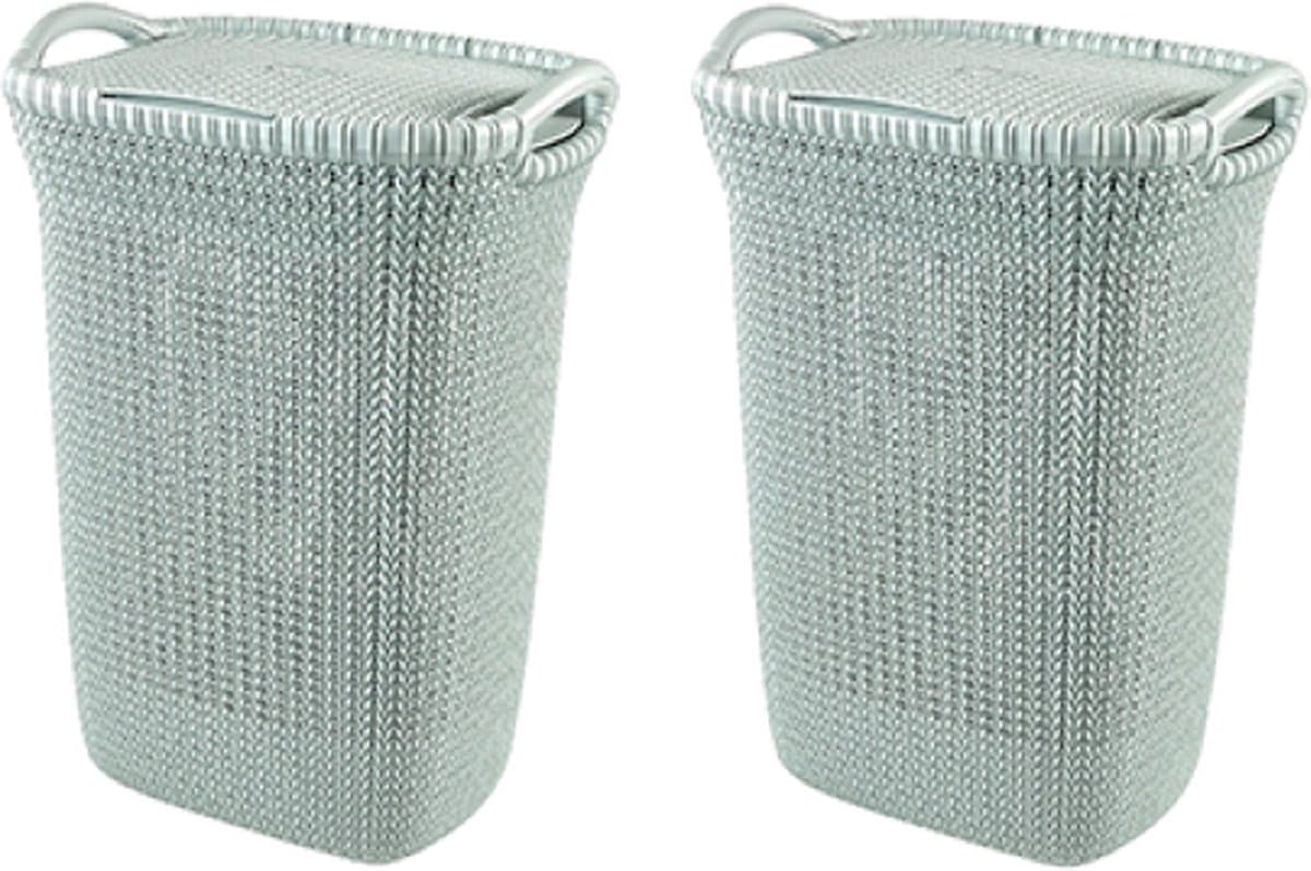 Curver Knit Wasmand met deksel - 57 l - Set van 2 - Misty Blue — afbeelding 1