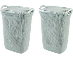 Curver Knit Wasmand met deksel - 57 l - Set van 2 - Misty Blue
