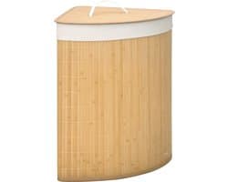 Wasmand van 55 liter met deksel - handvat - wassorteerder met uitneembare waszak voor de badkamer - bamboe - naturel