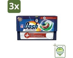 3 x Dash Platinum - Wasmiddel Capsules - Witte en Gekleurde Was - 21 Wasbeurten - Grootverpakking - Wasmiddel Capsules - Vlekkenverwijderaar - Waspoeder - Wasmiddel - Wascapsules