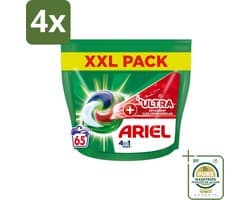 Ariel – 4in1 Pods – Ultra Vlekverwijderaar – 65 wasbeurten - Voordeelverpakking - 4 stuks - Krachtige waspods - 4in1 pods