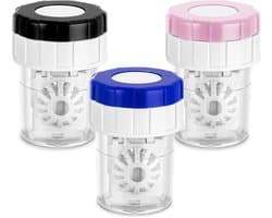 3 Stuks Handmatige Contactlens Wasmachine - Draagbare Rotatie Reinigingscontainer voor Dagelijks Gebruik in Roze, Zwart en Blauw