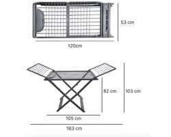 Berner stevig opvouwbaar wasrek - droogrek 18 meter - met wielen - met knijperbakje - antraciet - 100% gerecycled kunststof